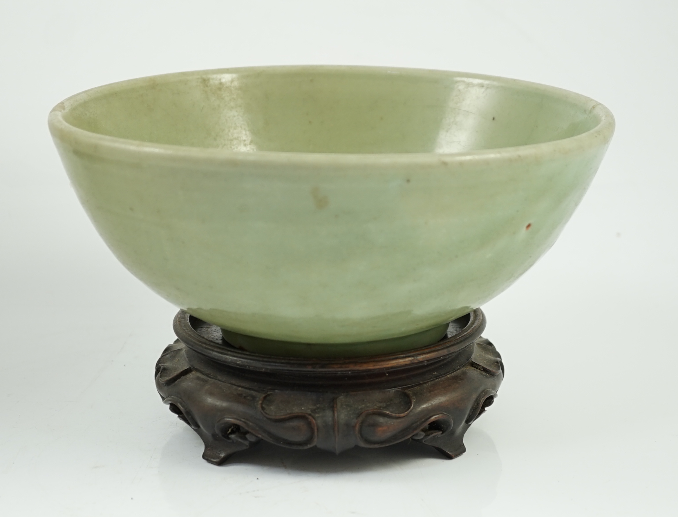 A Chinese Ming Longquan celadon bowl, 15th century, glaze scratched